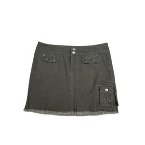 vintage y2k mudd mini mirco cargo skirt army green utility 5 grunge ring details